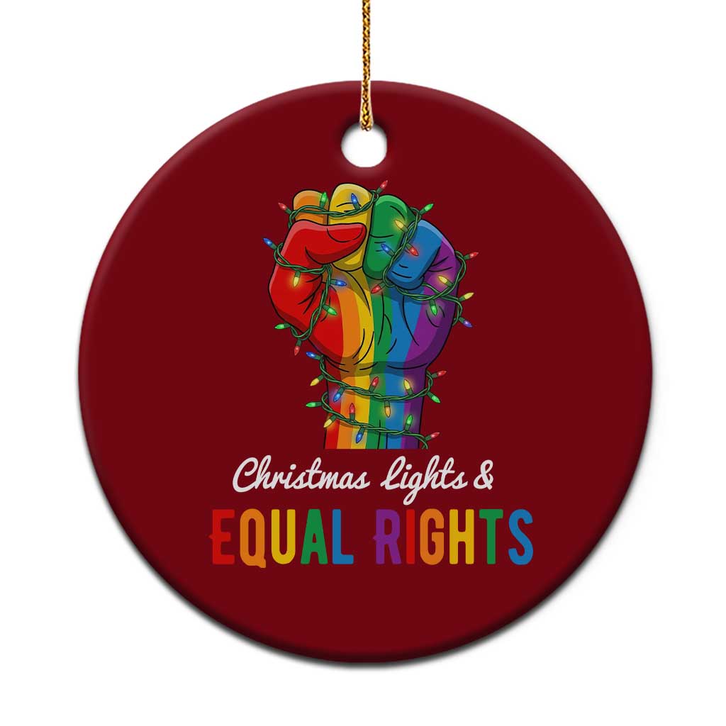 Christmas Lights Equal Rights Ceramic Ornament LGBT Hands Supporter Gift TS12 1pc Red Print Your Wear