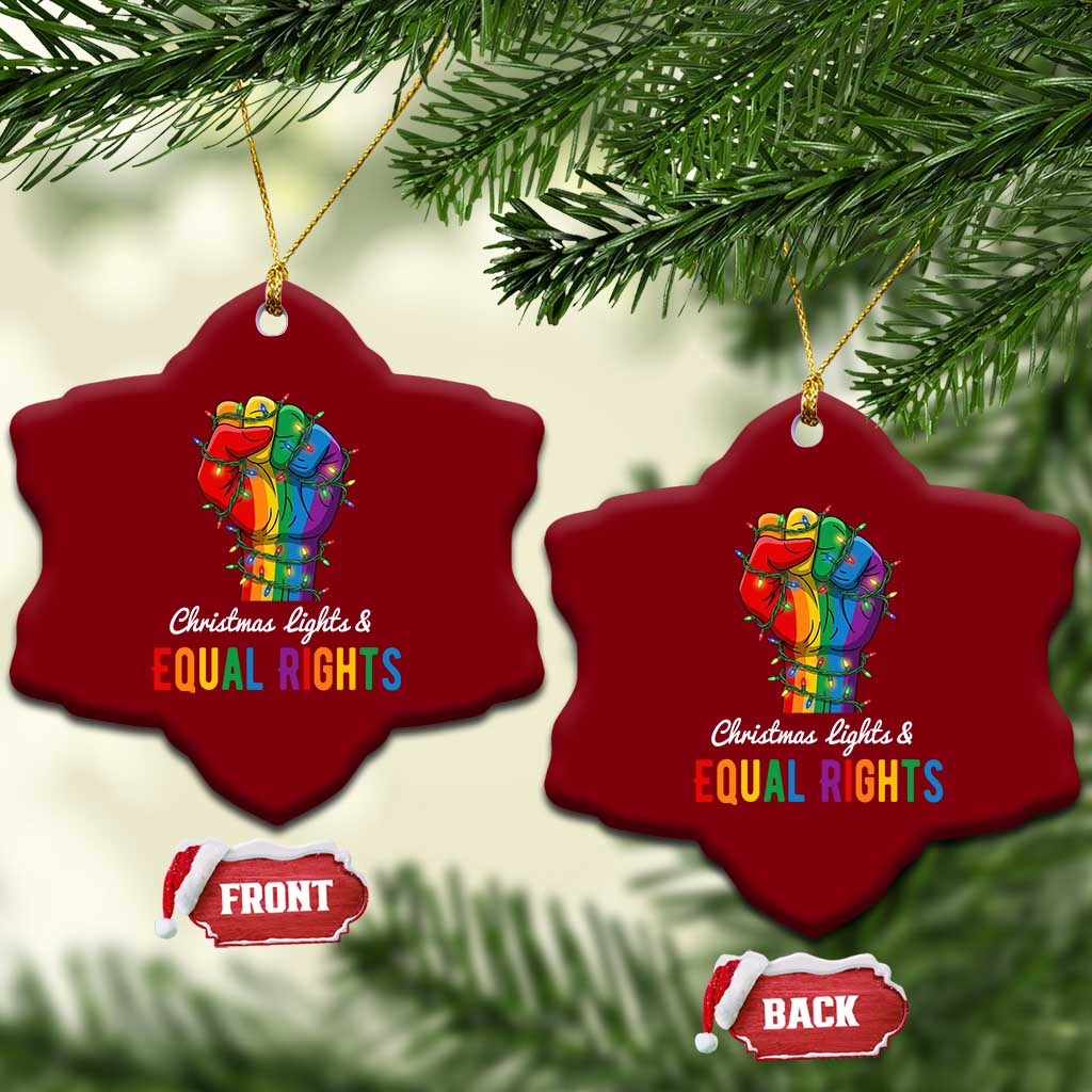 Christmas Lights Equal Rights Ceramic Ornament LGBT Hands Supporter Gift TS12 Print Your Wear