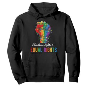 Christmas Lights Equal Rights Hoodie LGBT Hands Supporter Gift TS12 Black Print Your Wear