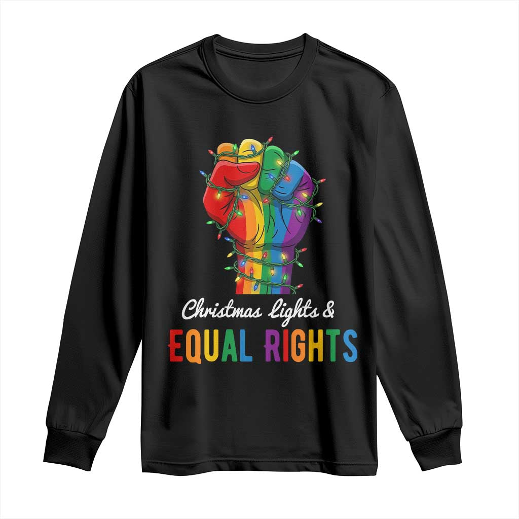 Christmas Lights Equal Rights Long Sleeve Shirt LGBT Hands Supporter Gift TS12 Black Print Your Wear