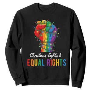 Christmas Lights Equal Rights Sweatshirt LGBT Hands Supporter Gift TS12 Black Print Your Wear