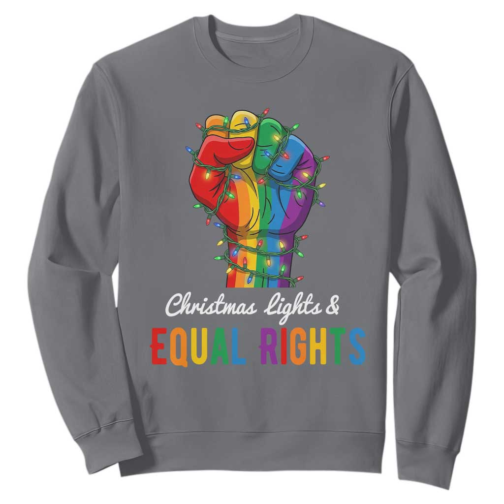 Christmas Lights Equal Rights Sweatshirt LGBT Hands Supporter Gift TS12 Charcoal Print Your Wear