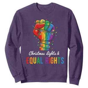 Christmas Lights Equal Rights Sweatshirt LGBT Hands Supporter Gift TS12 Purple Print Your Wear