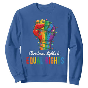 Christmas Lights Equal Rights Sweatshirt LGBT Hands Supporter Gift TS12 Royal Blue Print Your Wear