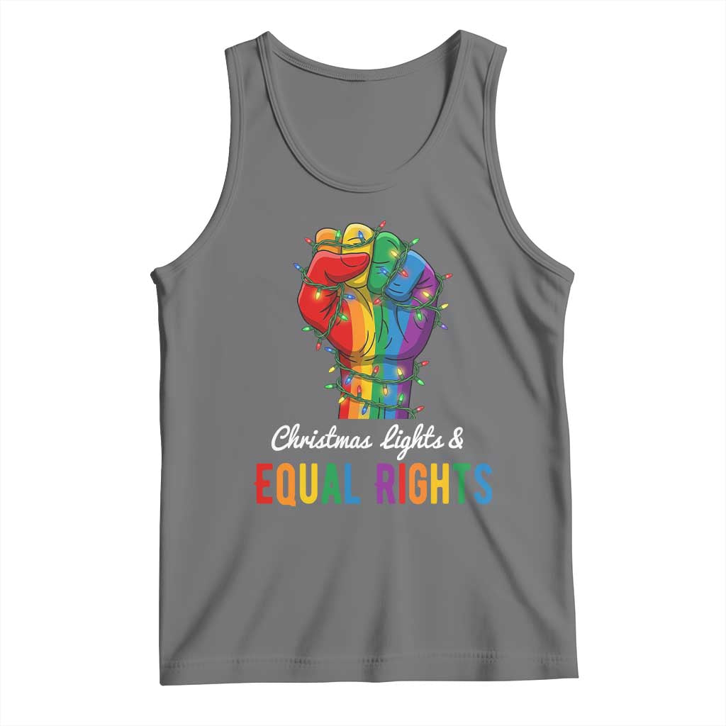 Christmas Lights Equal Rights Tank Top LGBT Hands Supporter Gift TS12 Black Heather Print Your Wear