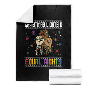 Christmas Lights And Equal Rights Ugly Sweater Throw Blanket Xmas Activism Gift TS12 Black Print Your Wear