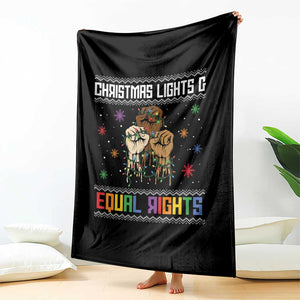 Christmas Lights And Equal Rights Ugly Sweater Throw Blanket Xmas Activism Gift TS12 Print Your Wear