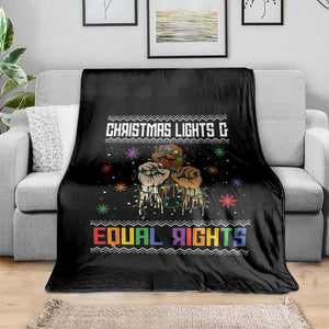 Christmas Lights And Equal Rights Ugly Sweater Throw Blanket Xmas Activism Gift TS12 Print Your Wear