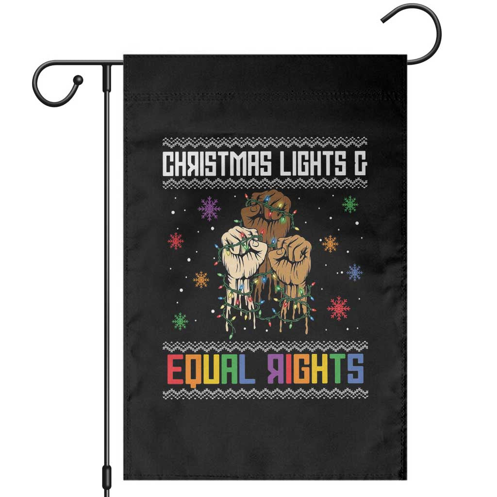 Christmas Lights And Equal Rights Ugly Sweater Garden Flag Xmas Activism Gift TS12 Black Print Your Wear