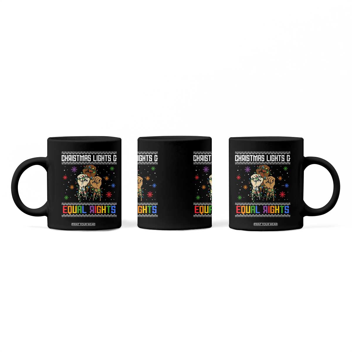 Christmas Lights And Equal Rights Ugly Sweater Coffee Mug Xmas Activism Gift TS12 Print Your Wear