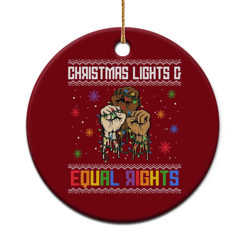 Christmas Lights And Equal Rights Ugly Sweater Ceramic Ornament Xmas Activism Gift TS12 1pc Red Print Your Wear