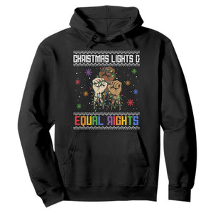 Christmas Lights And Equal Rights Ugly Sweater Hoodie Xmas Activism Gift TS12 Black Print Your Wear