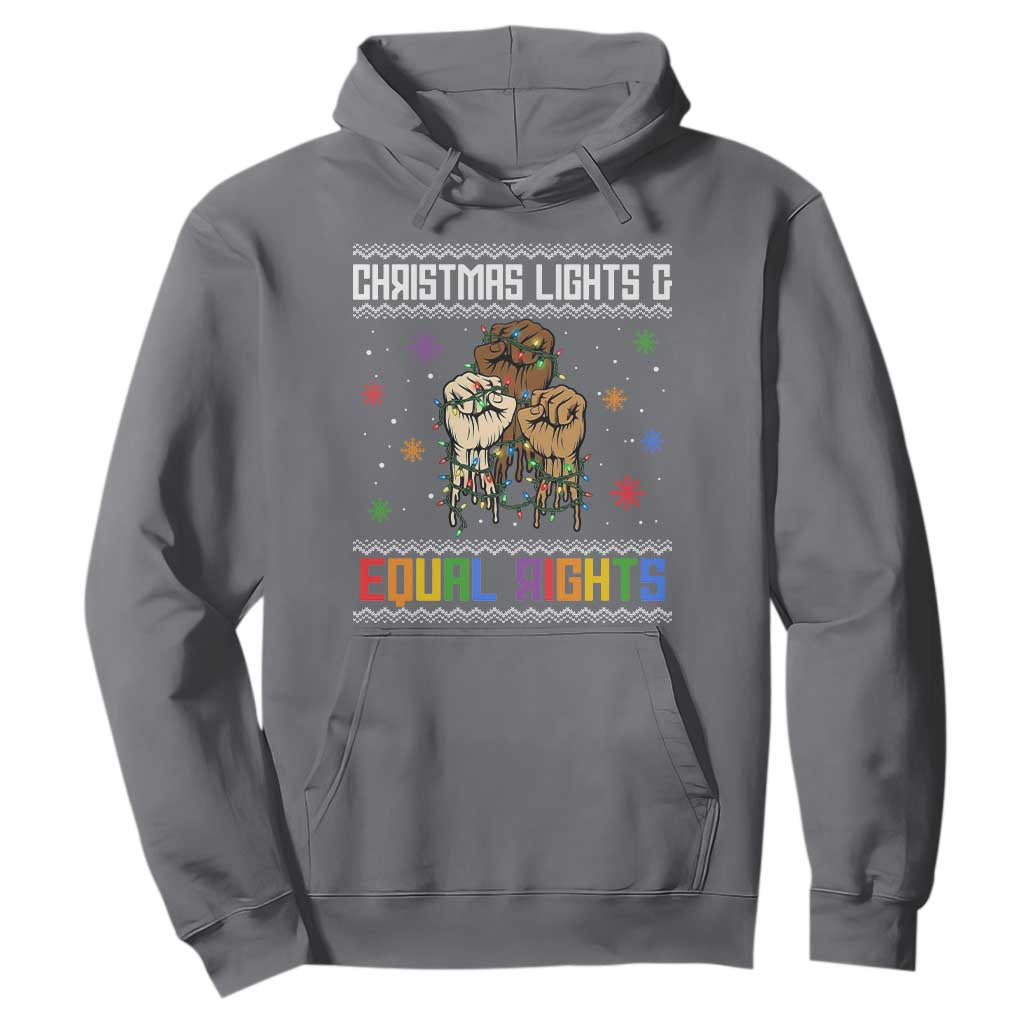 Christmas Lights And Equal Rights Ugly Sweater Hoodie Xmas Activism Gift TS12 Charcoal Print Your Wear