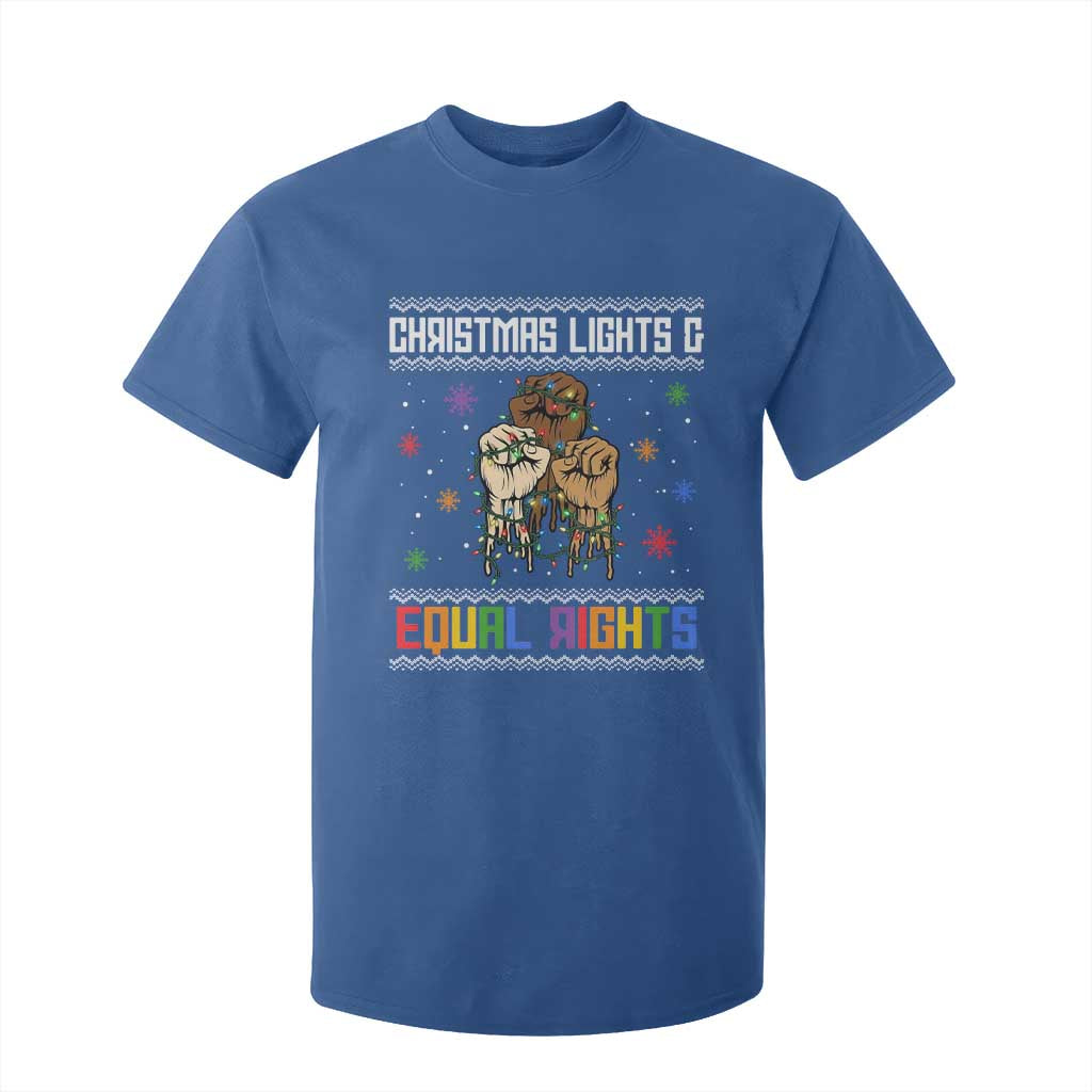 Christmas Lights And Equal Rights Ugly Sweater T Shirt For Kid Xmas Activism Gift TS12 Royal Blue Print Your Wear