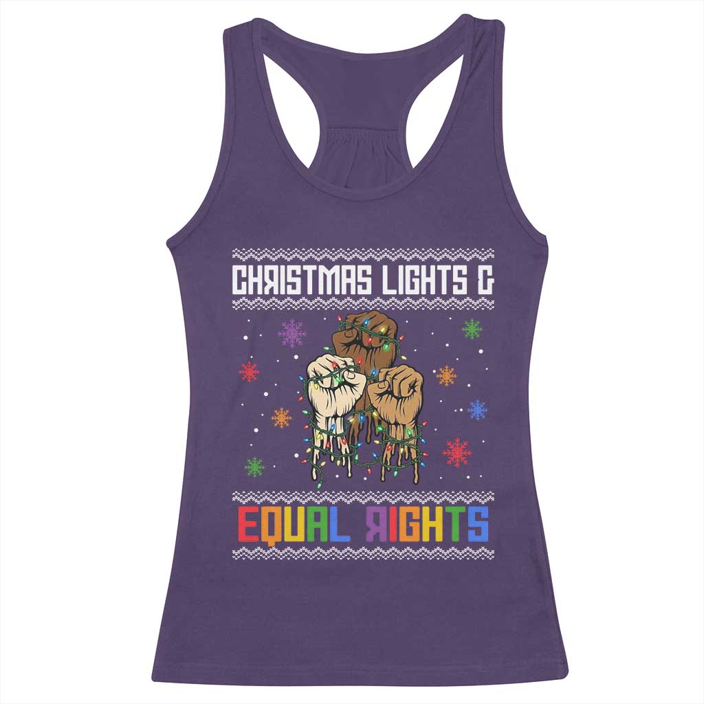 Christmas Lights And Equal Rights Ugly Sweater Racerback Tank Top Xmas Activism Gift TS12 Purple Print Your Wear