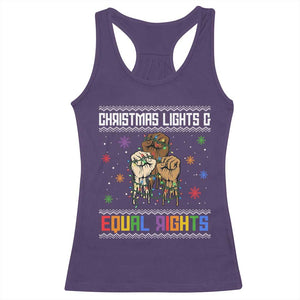 Christmas Lights And Equal Rights Ugly Sweater Racerback Tank Top Xmas Activism Gift TS12 Purple Print Your Wear