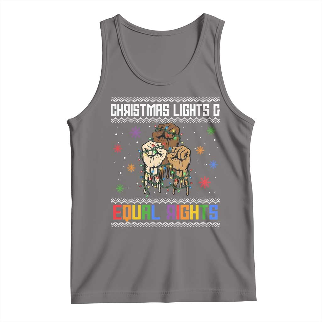 Christmas Lights And Equal Rights Ugly Sweater Tank Top Xmas Activism Gift TS12 Deep Heather Print Your Wear