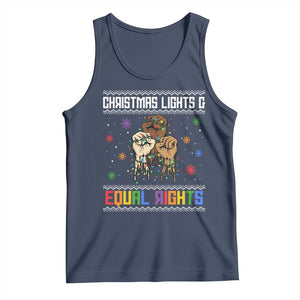 Christmas Lights And Equal Rights Ugly Sweater Tank Top Xmas Activism Gift TS12 Navy Print Your Wear