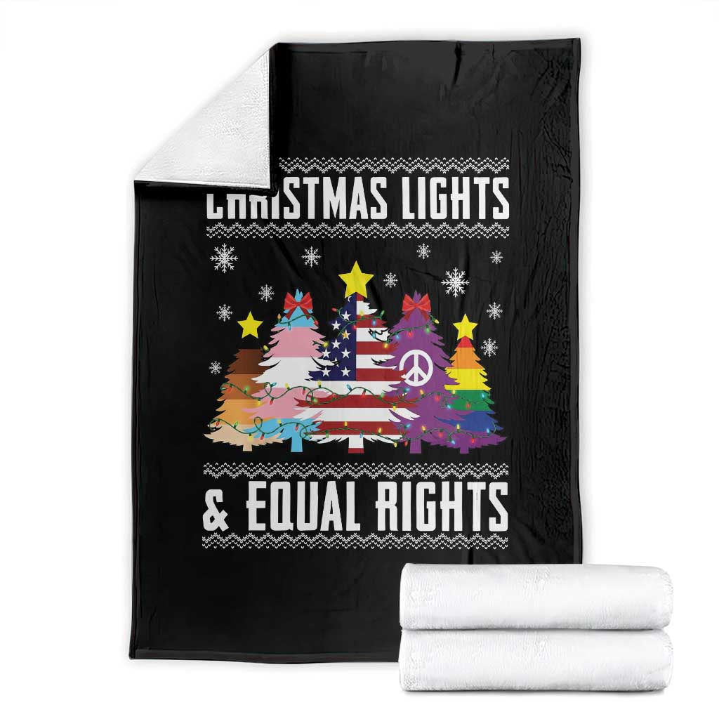 Xmas Lights Equal Rights Ugly Sweater Activism Gift Throw Blanket TS12 Black Print Your Wear