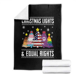 Xmas Lights Equal Rights Ugly Sweater Activism Gift Throw Blanket TS12 Black Print Your Wear