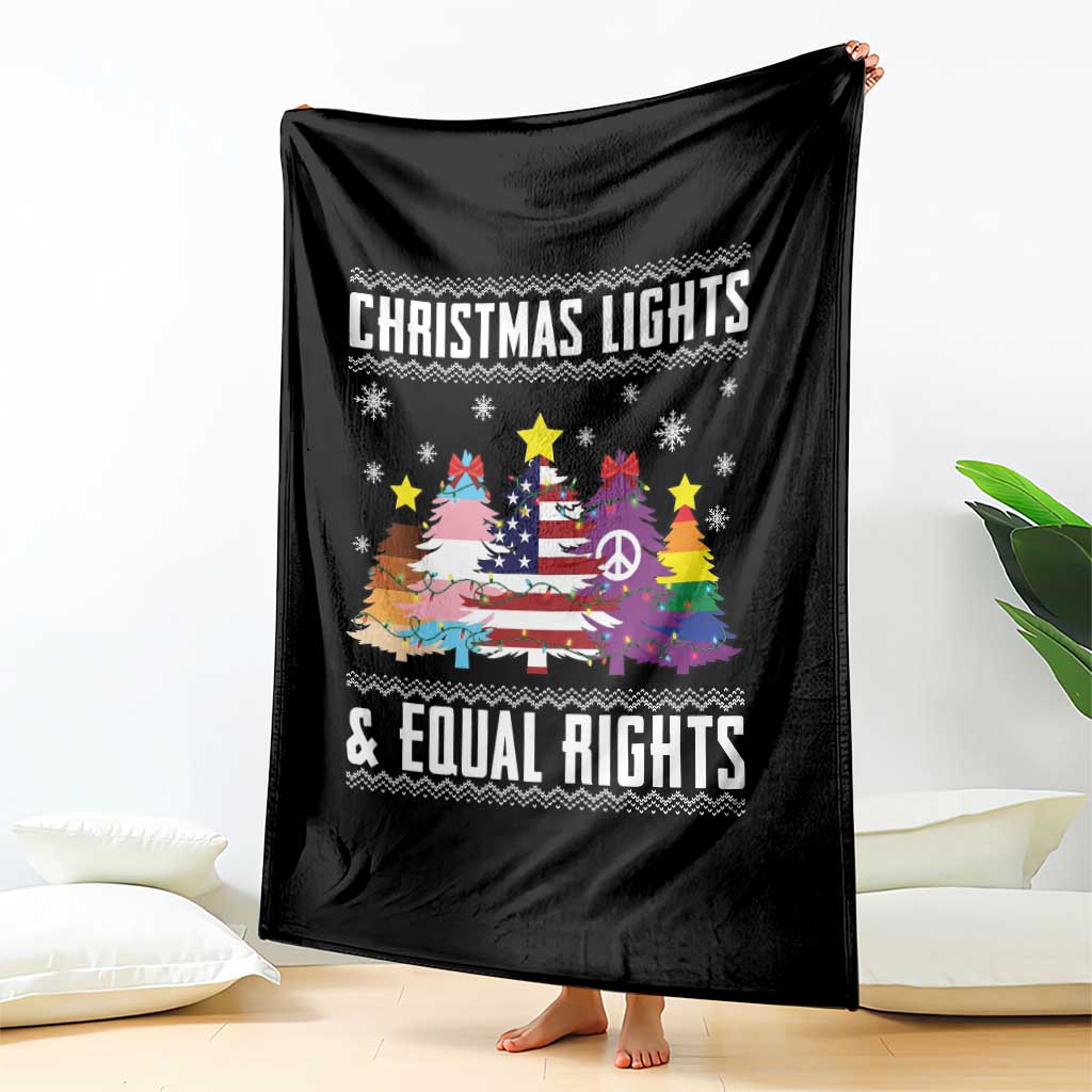 Xmas Lights Equal Rights Ugly Sweater Activism Gift Throw Blanket TS12 Print Your Wear