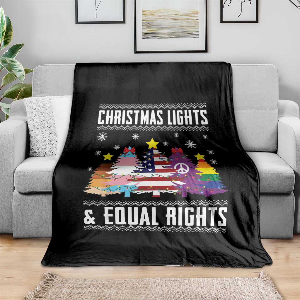 Xmas Lights Equal Rights Ugly Sweater Activism Gift Throw Blanket TS12 Print Your Wear