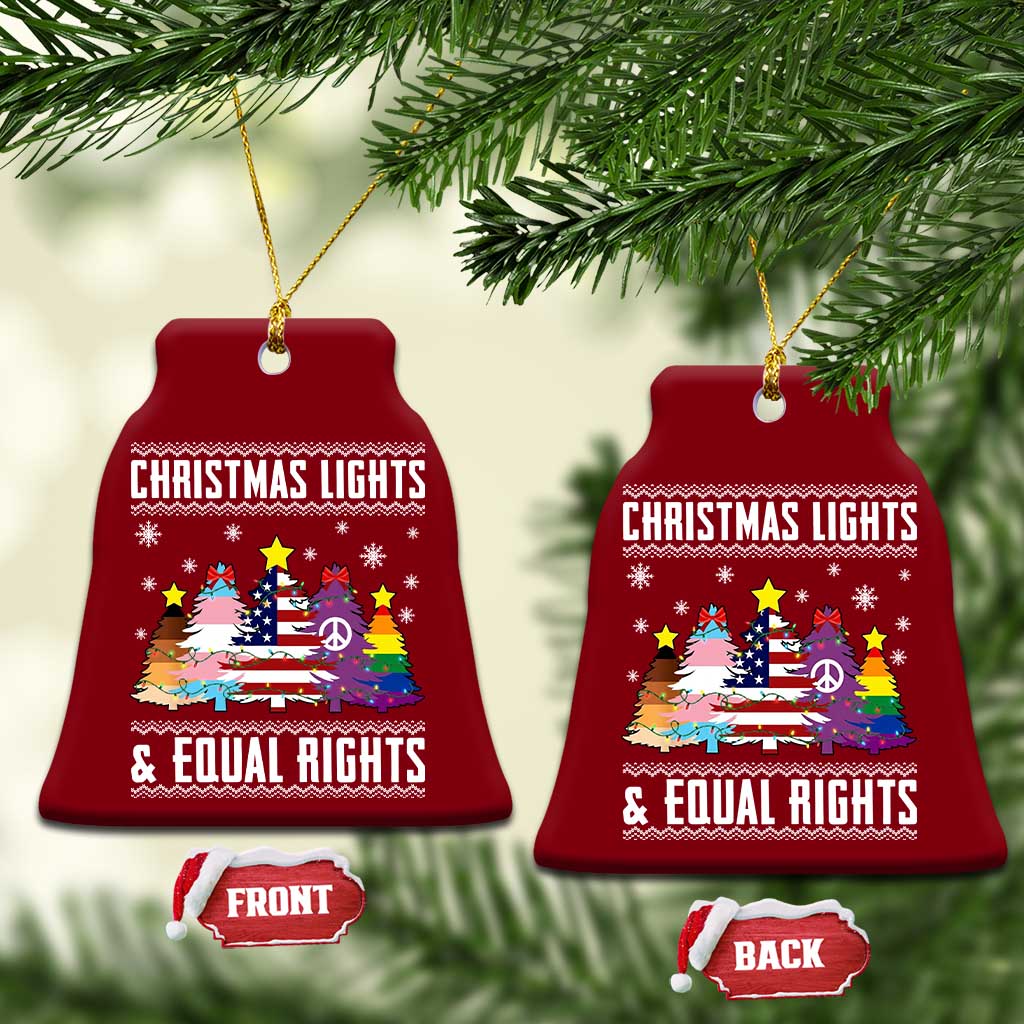Xmas Lights Equal Rights Ugly Sweater Activism Gift Ceramic Ornament TS12 Print Your Wear
