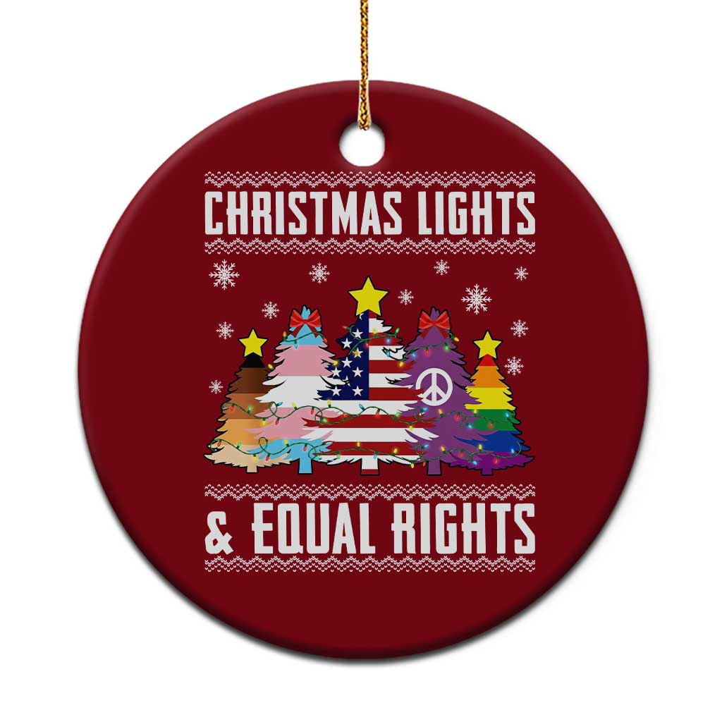 Xmas Lights Equal Rights Ugly Sweater Activism Gift Ceramic Ornament TS12 1pc Red Print Your Wear