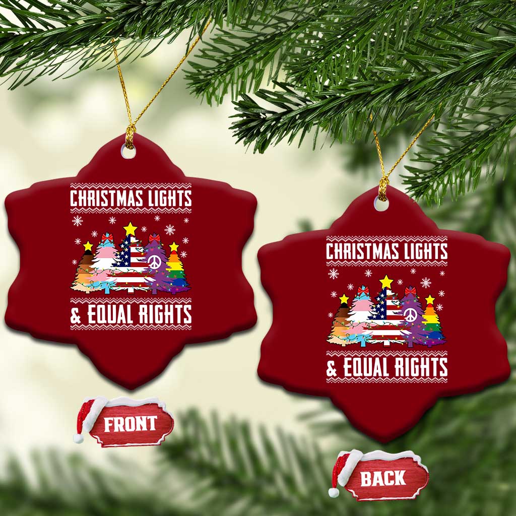 Xmas Lights Equal Rights Ugly Sweater Activism Gift Ceramic Ornament TS12 Print Your Wear
