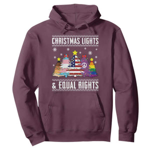 Xmas Lights Equal Rights Ugly Sweater Activism Gift Hoodie TS12 Maroon Print Your Wear