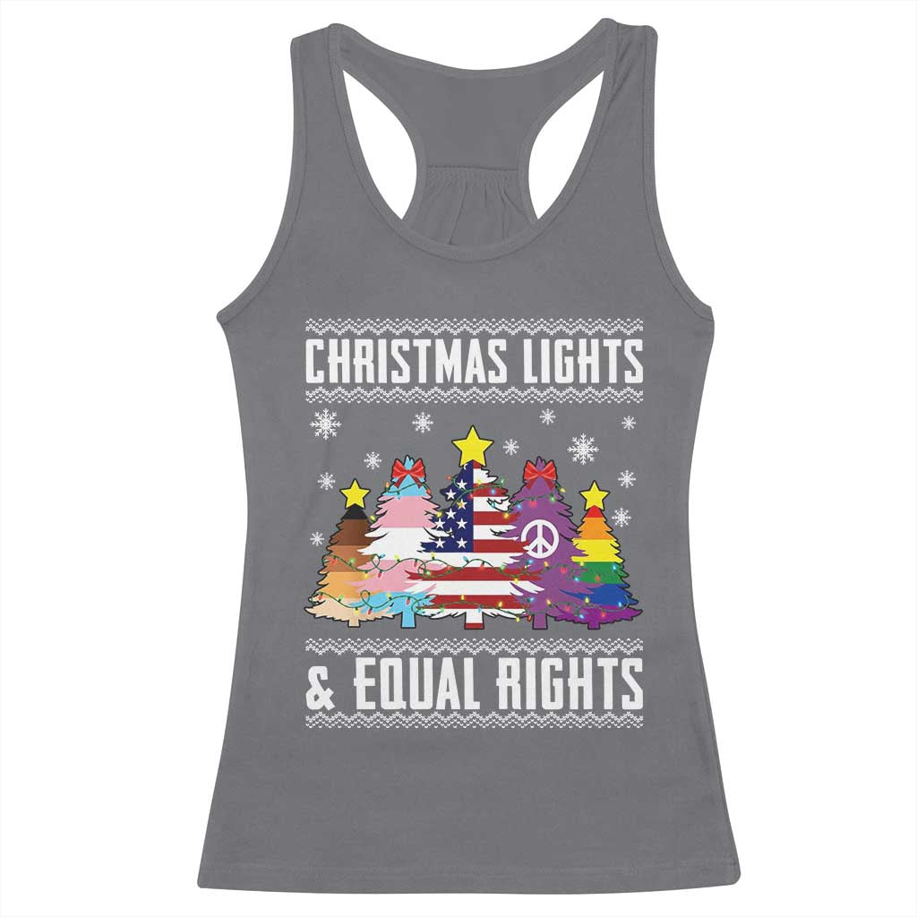 Xmas Lights Equal Rights Ugly Sweater Activism Gift Racerback Tank Top TS12 Charcoal Print Your Wear