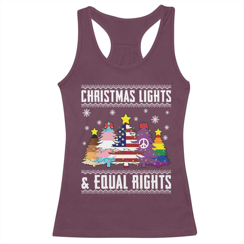 Xmas Lights Equal Rights Ugly Sweater Activism Gift Racerback Tank Top TS12 Maroon Print Your Wear