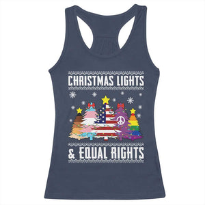 Xmas Lights Equal Rights Ugly Sweater Activism Gift Racerback Tank Top TS12 Navy Print Your Wear