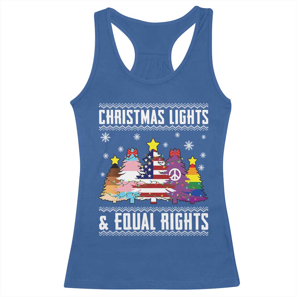 Xmas Lights Equal Rights Ugly Sweater Activism Gift Racerback Tank Top TS12 Royal Blue Print Your Wear