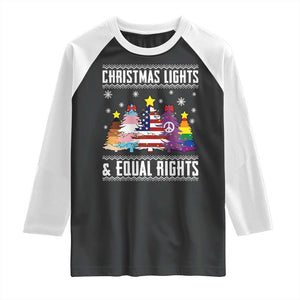 Xmas Lights Equal Rights Ugly Sweater Activism Gift Raglan Shirt TS12 Black White Print Your Wear