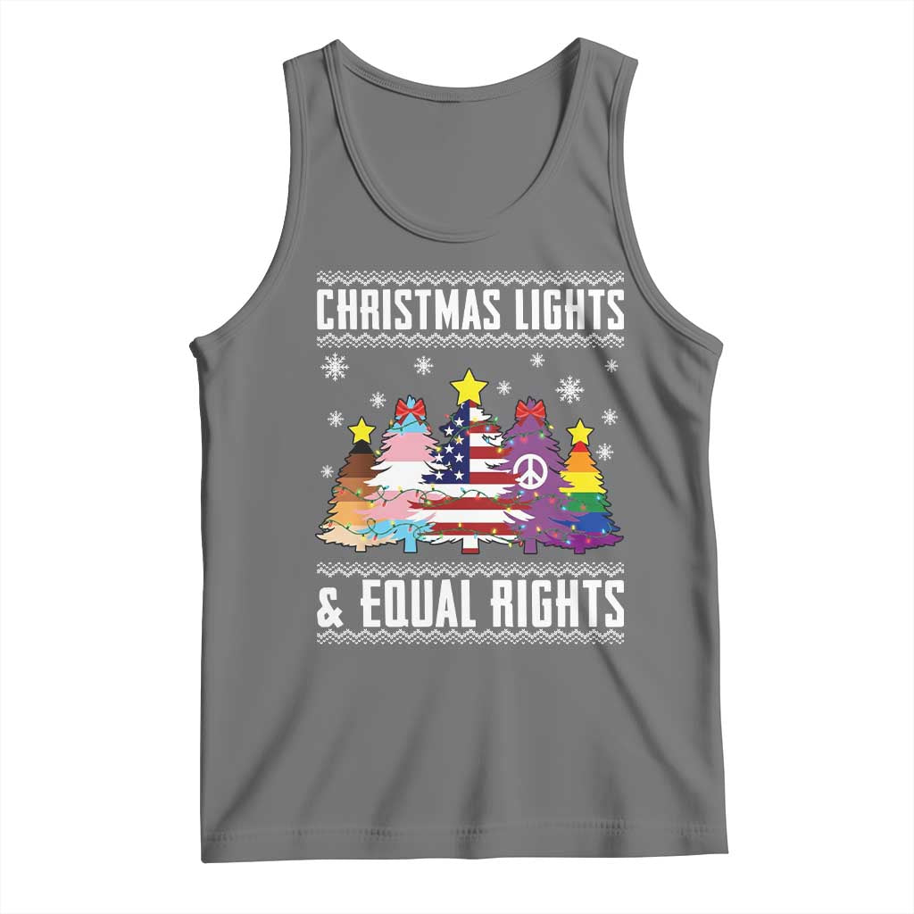 Xmas Lights Equal Rights Ugly Sweater Activism Gift Tank Top TS12 Black Heather Print Your Wear