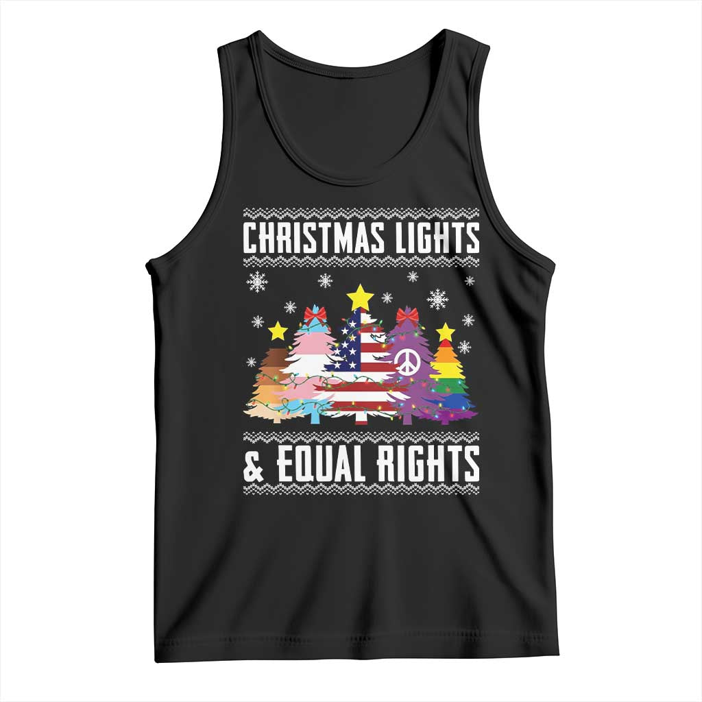 Xmas Lights Equal Rights Ugly Sweater Activism Gift Tank Top TS12 Black Print Your Wear