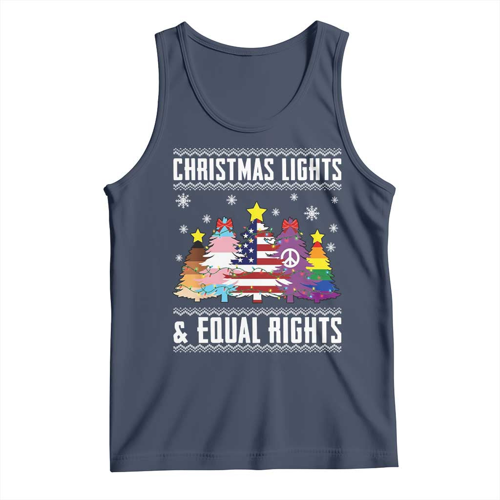 Xmas Lights Equal Rights Ugly Sweater Activism Gift Tank Top TS12 Navy Print Your Wear