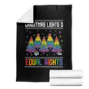 Christmas Equality Lights Ugly Sweater Throw Blanket Xmas Activism Gift TS12 Black Print Your Wear