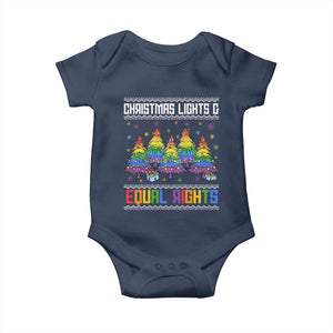 Christmas Equality Lights Ugly Sweater Baby Onesie Xmas Activism Gift TS12 Navy Print Your Wear
