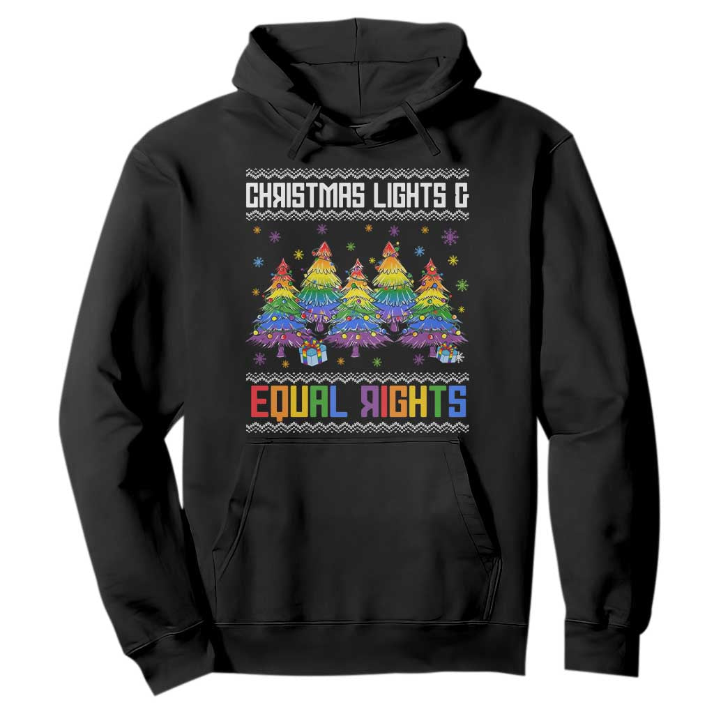 Christmas Equality Lights Ugly Sweater Hoodie Xmas Activism Gift TS12 Black Print Your Wear