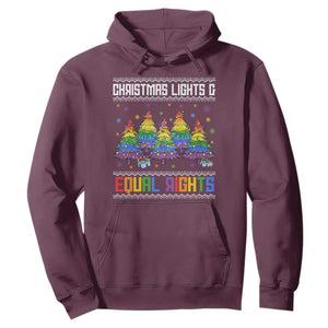 Christmas Equality Lights Ugly Sweater Hoodie Xmas Activism Gift TS12 Maroon Print Your Wear