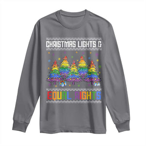 Christmas Equality Lights Ugly Sweater Long Sleeve Shirt Xmas Activism Gift TS12 Charcoal Print Your Wear