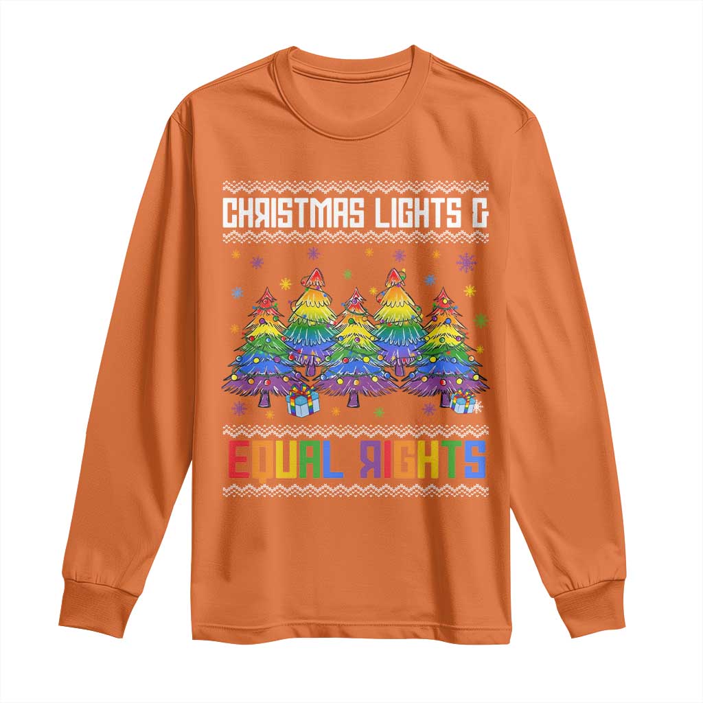 Christmas Equality Lights Ugly Sweater Long Sleeve Shirt Xmas Activism Gift TS12 Orange Print Your Wear