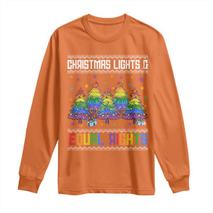 Christmas Equality Lights Ugly Sweater Long Sleeve Shirt Xmas Activism Gift TS12 Orange Print Your Wear