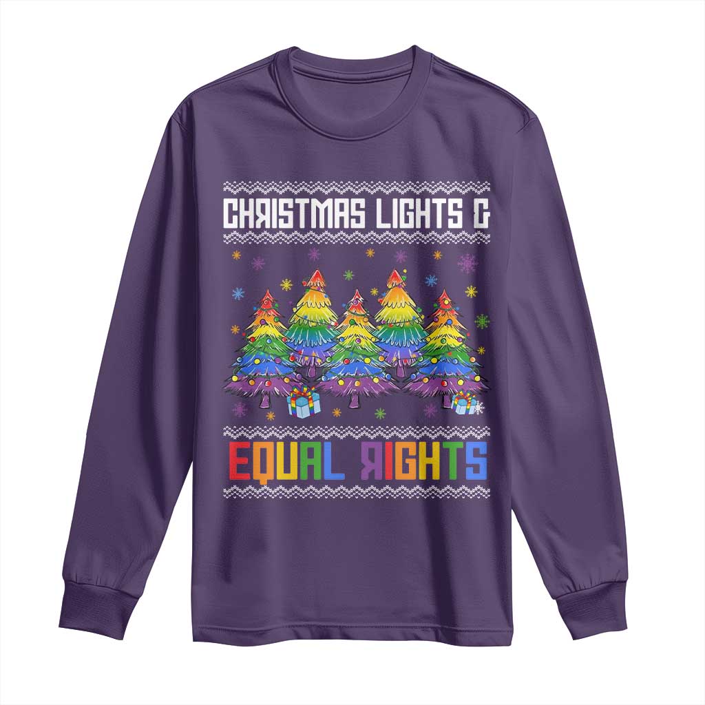 Christmas Equality Lights Ugly Sweater Long Sleeve Shirt Xmas Activism Gift TS12 Purple Print Your Wear