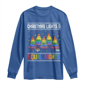 Christmas Equality Lights Ugly Sweater Long Sleeve Shirt Xmas Activism Gift TS12 Royal Blue Print Your Wear