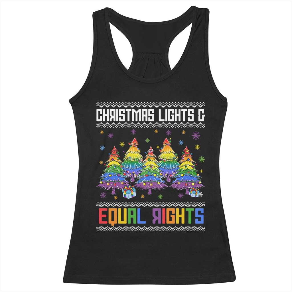 Christmas Equality Lights Ugly Sweater Racerback Tank Top Xmas Activism Gift TS12 Black Print Your Wear