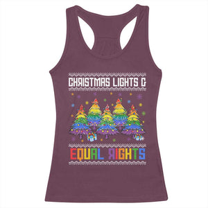 Christmas Equality Lights Ugly Sweater Racerback Tank Top Xmas Activism Gift TS12 Maroon Print Your Wear