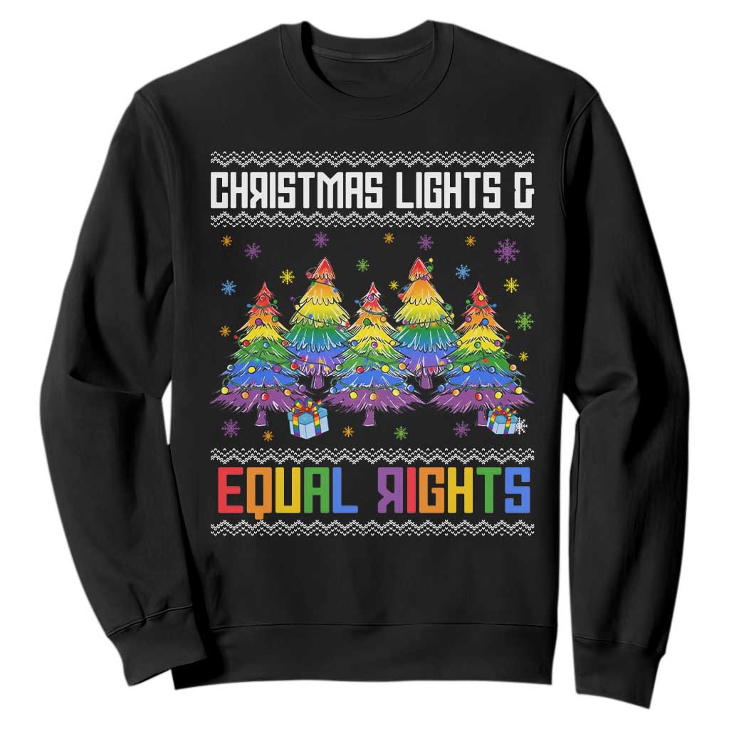 Christmas Equality Lights Ugly Sweater Sweatshirt Xmas Activism Gift TS12 Black Print Your Wear